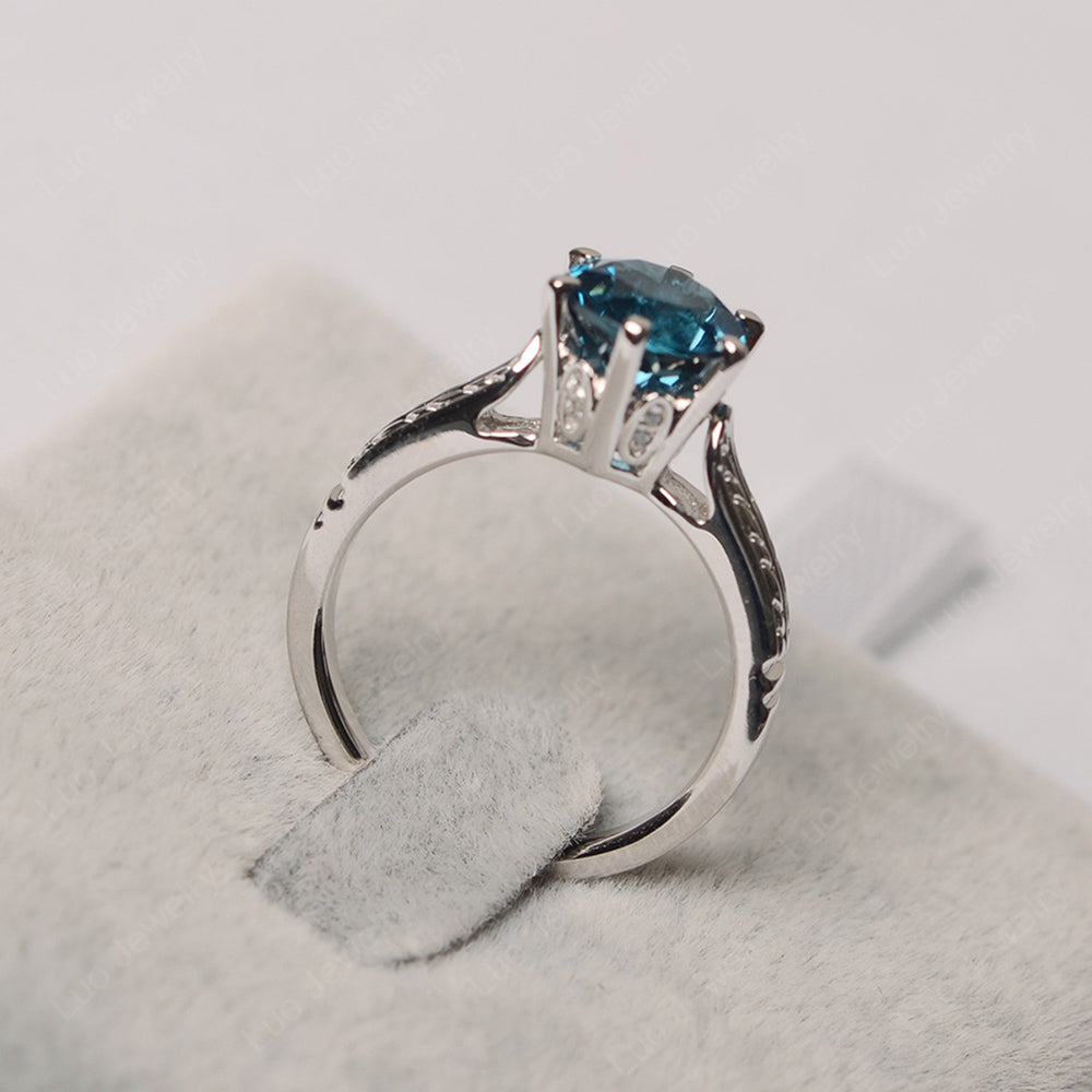 Vintage London Blue Topaz Cathedral Engagement Ring - LUO Jewelry