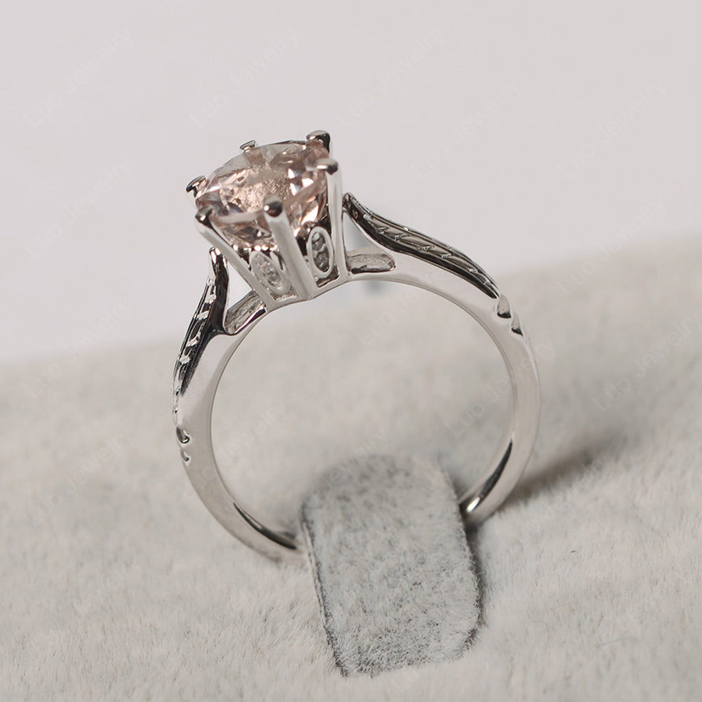 Vintage Morganite Cathedral Engagement Ring - LUO Jewelry