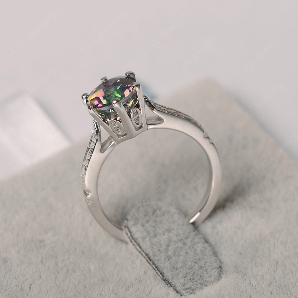 Vintage Mystic Topaz Cathedral Engagement Ring - LUO Jewelry