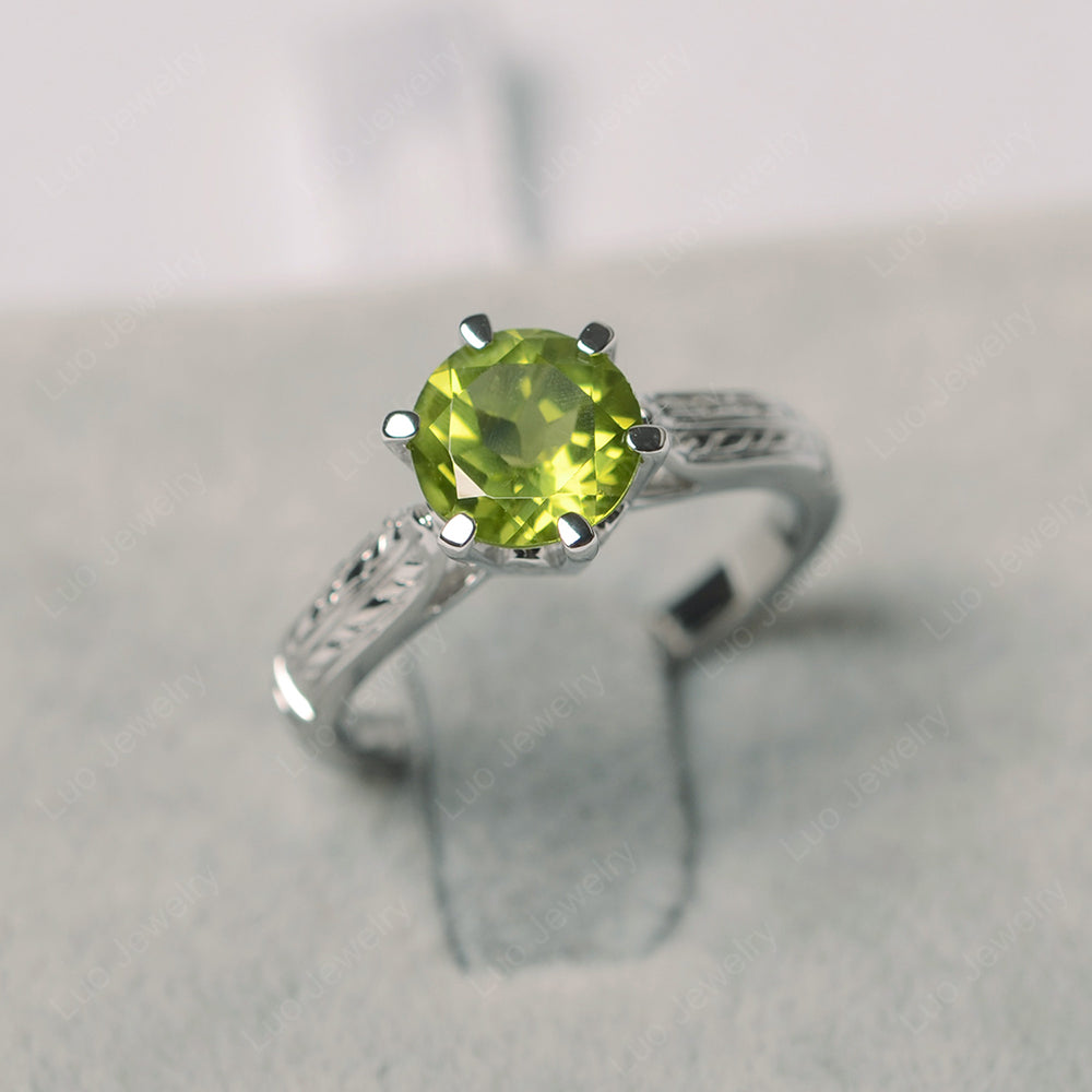 Vintage Peridot Cathedral Engagement Ring - LUO Jewelry