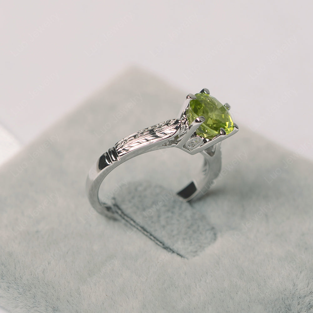 Vintage Peridot Cathedral Engagement Ring - LUO Jewelry