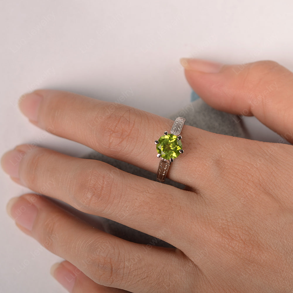 Vintage Peridot Cathedral Engagement Ring - LUO Jewelry