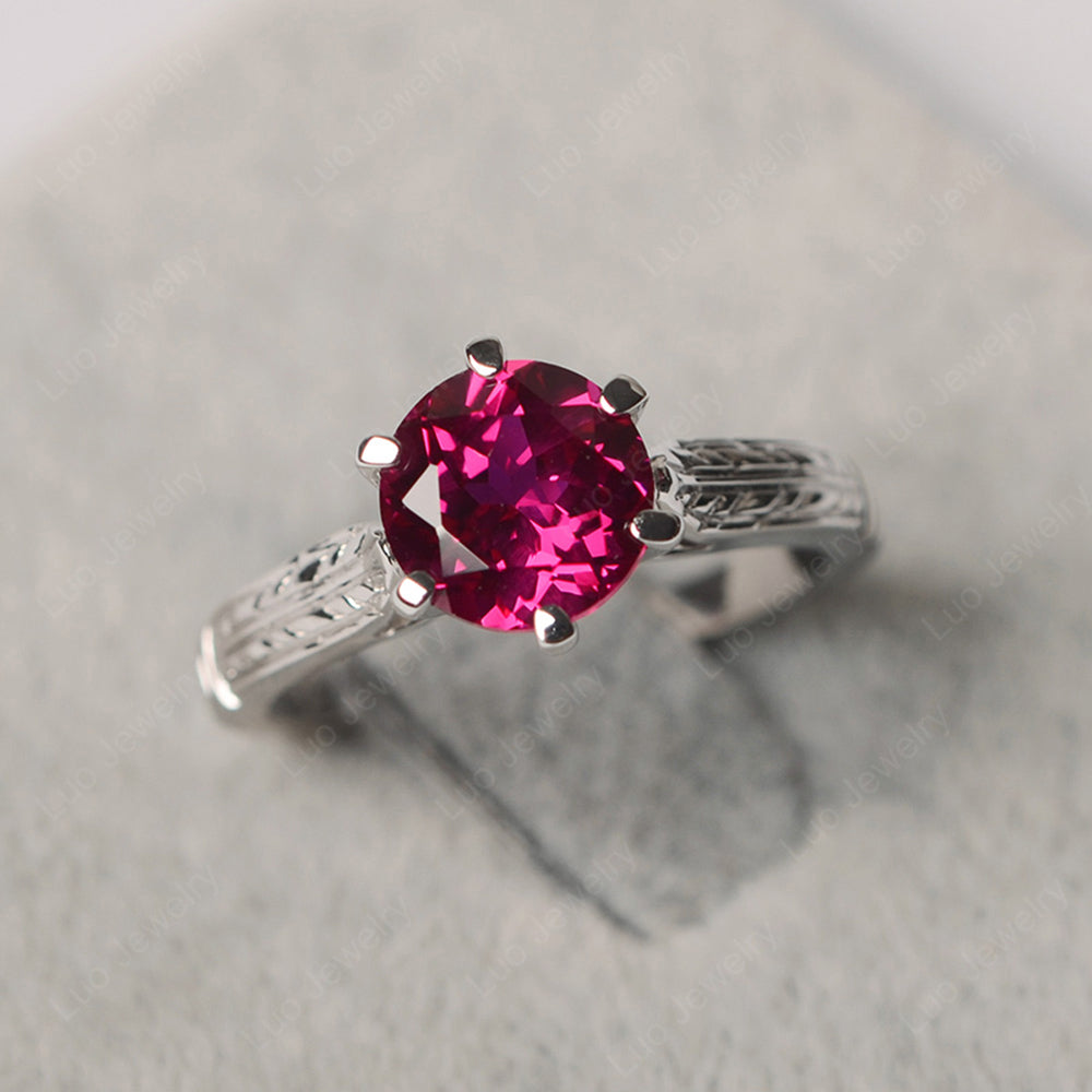 Vintage Ruby Cathedral Engagement Ring - LUO Jewelry
