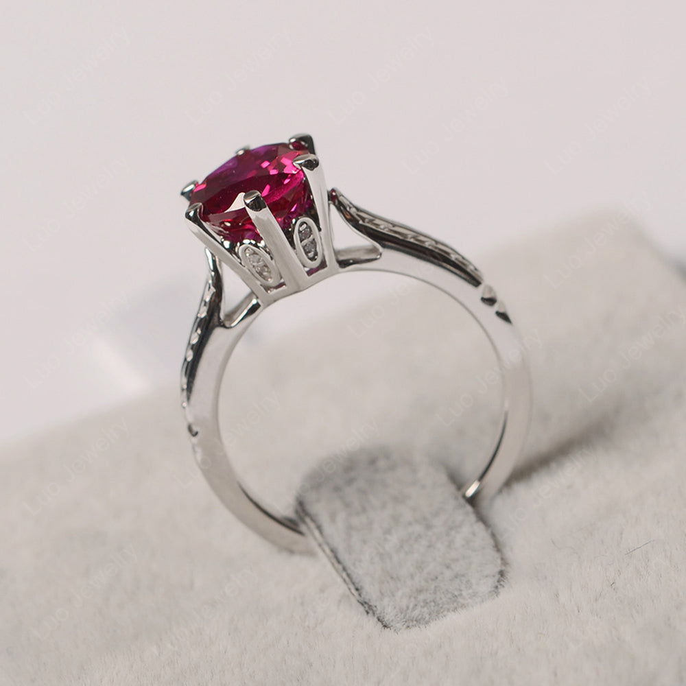 Vintage Ruby Cathedral Engagement Ring - LUO Jewelry