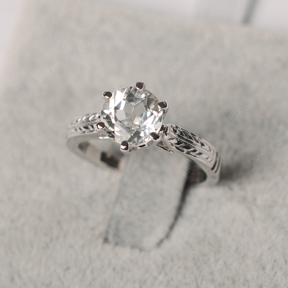 Vintage White Topaz Cathedral Engagement Ring - LUO Jewelry