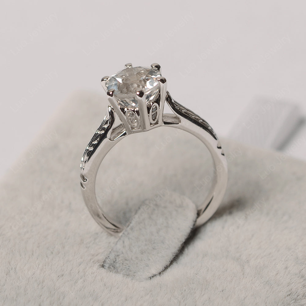 Vintage White Topaz Cathedral Engagement Ring - LUO Jewelry