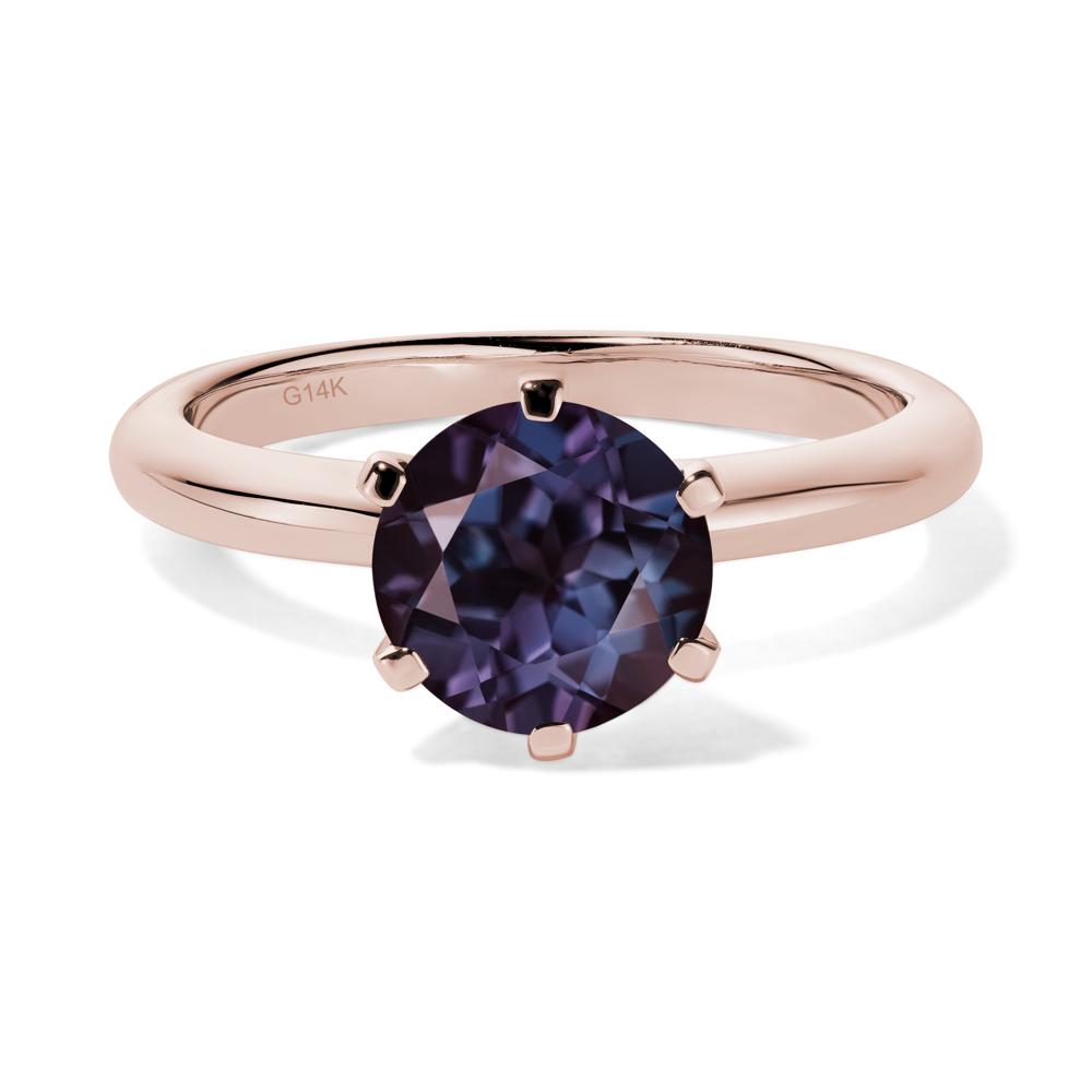 Lab Created Alexandrite Cathedral Engagement Ring - LUO Jewelry #metal_14k rose gold