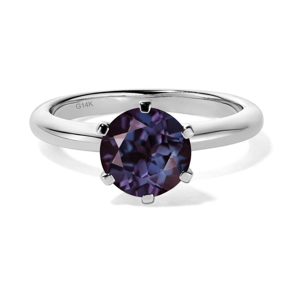 Lab Created Alexandrite Cathedral Engagement Ring - LUO Jewelry #metal_14k white gold