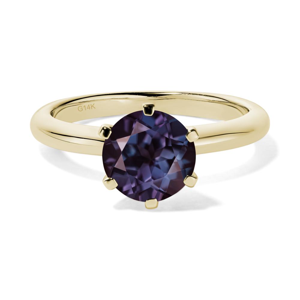 Lab Created Alexandrite Cathedral Engagement Ring - LUO Jewelry #metal_14k yellow gold