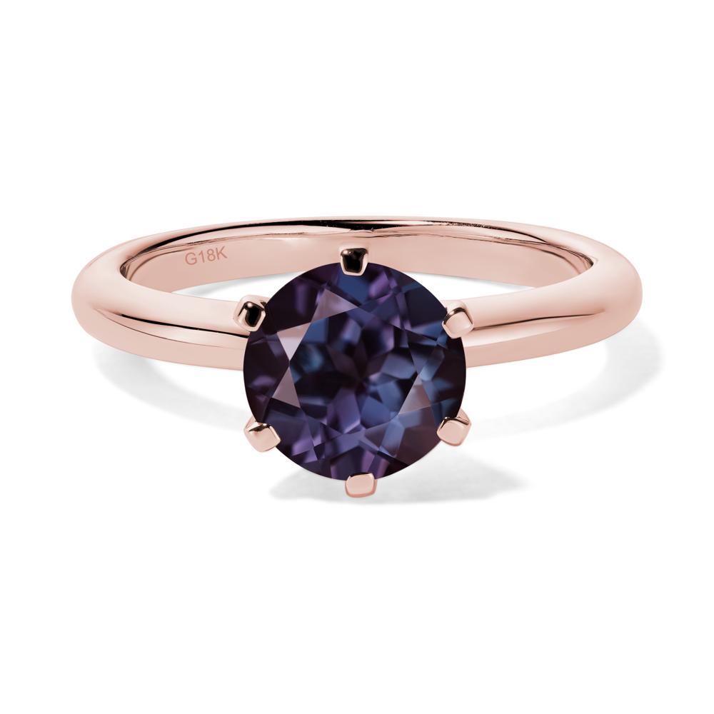 Lab Created Alexandrite Cathedral Engagement Ring - LUO Jewelry #metal_18k rose gold