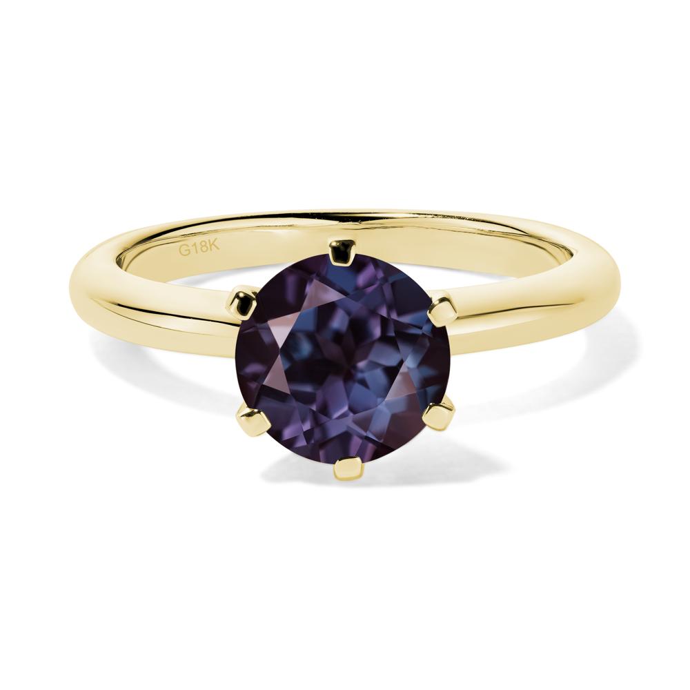 Lab Created Alexandrite Cathedral Engagement Ring - LUO Jewelry #metal_18k yellow gold