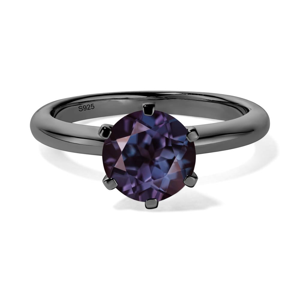 Lab Created Alexandrite Cathedral Engagement Ring - LUO Jewelry #metal_black finish sterling silver