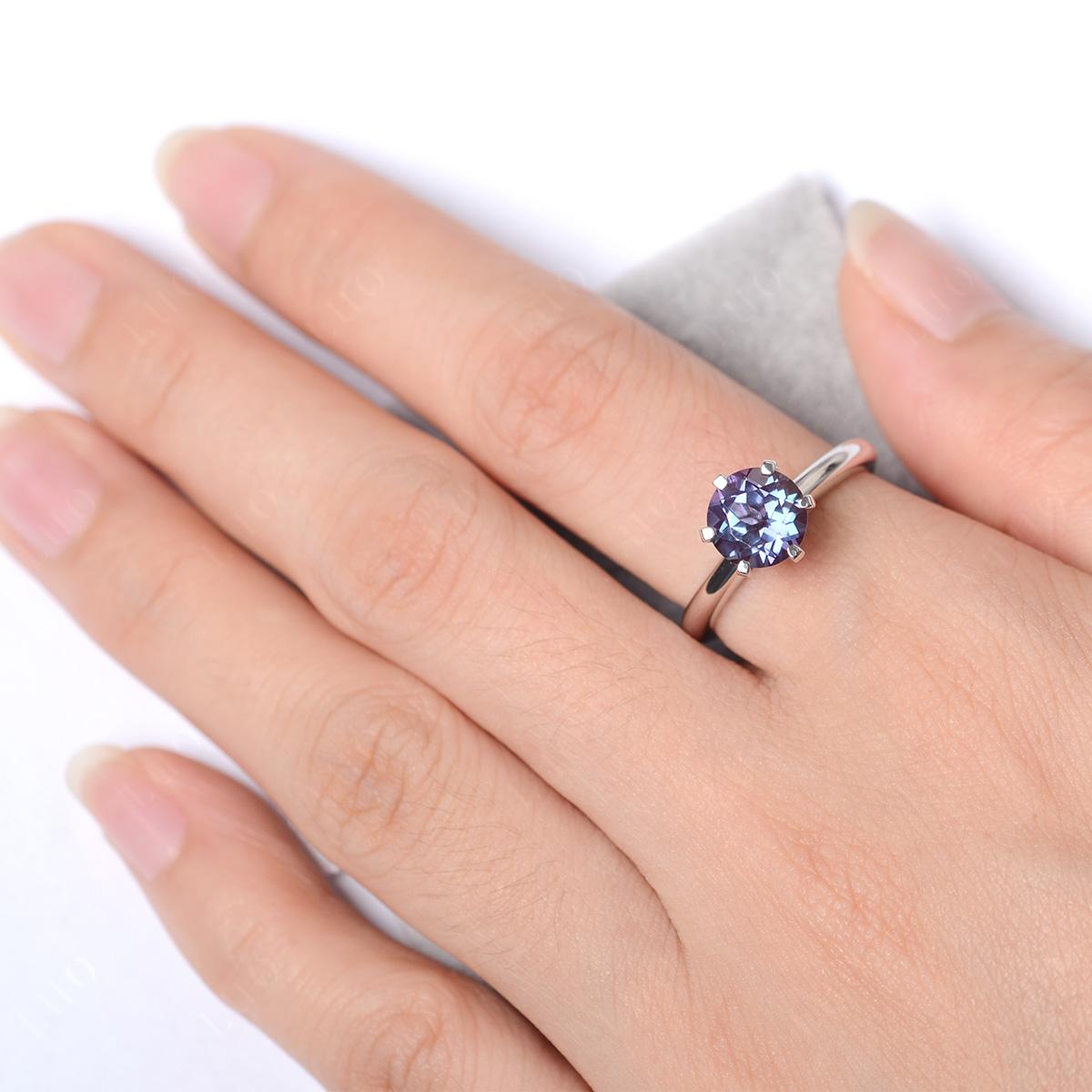 Lab Created Alexandrite Cathedral Engagement Ring - LUO Jewelry