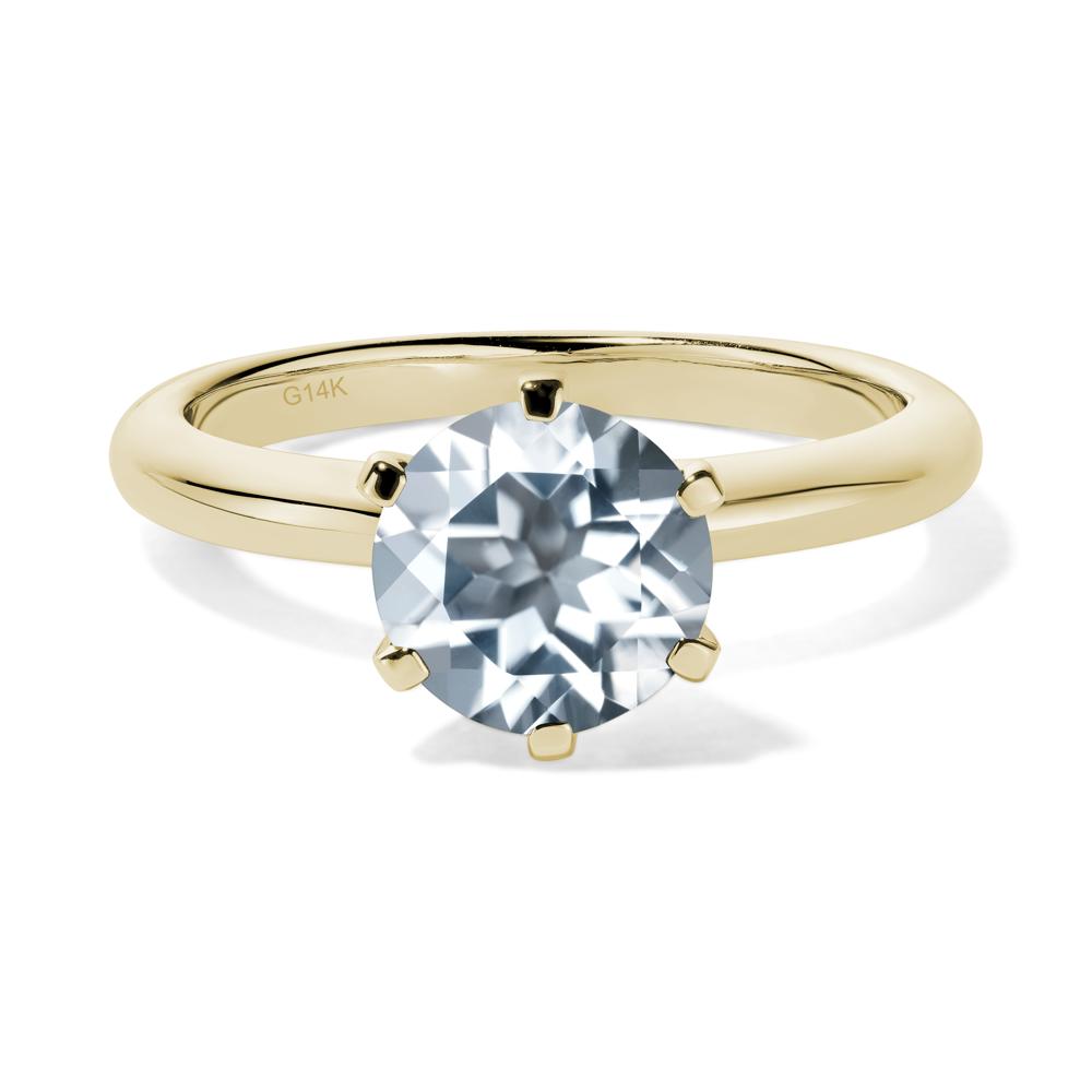 Aquamarine Cathedral Engagement Ring - LUO Jewelry #metal_14k yellow gold