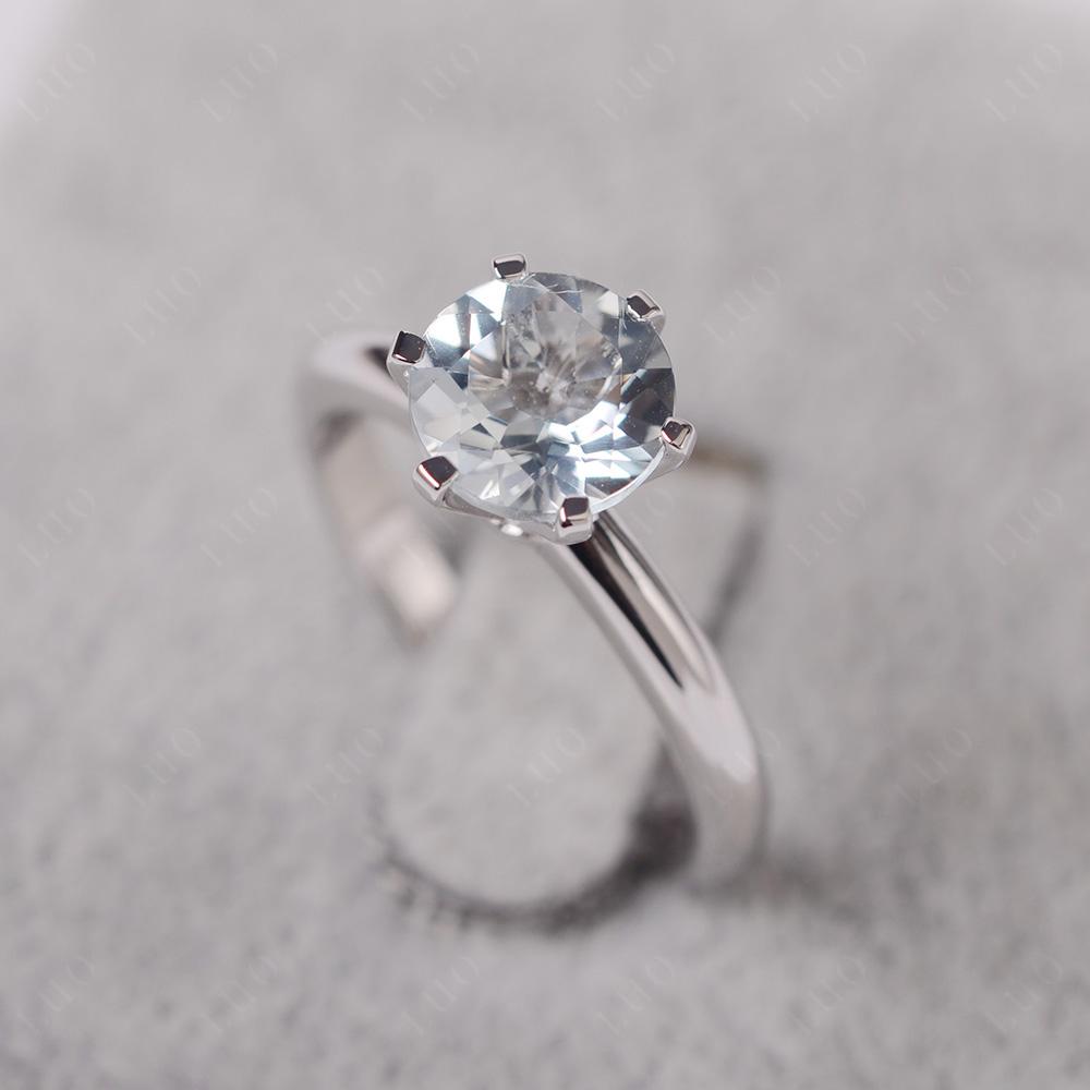 Aquamarine Cathedral Engagement Ring - LUO Jewelry