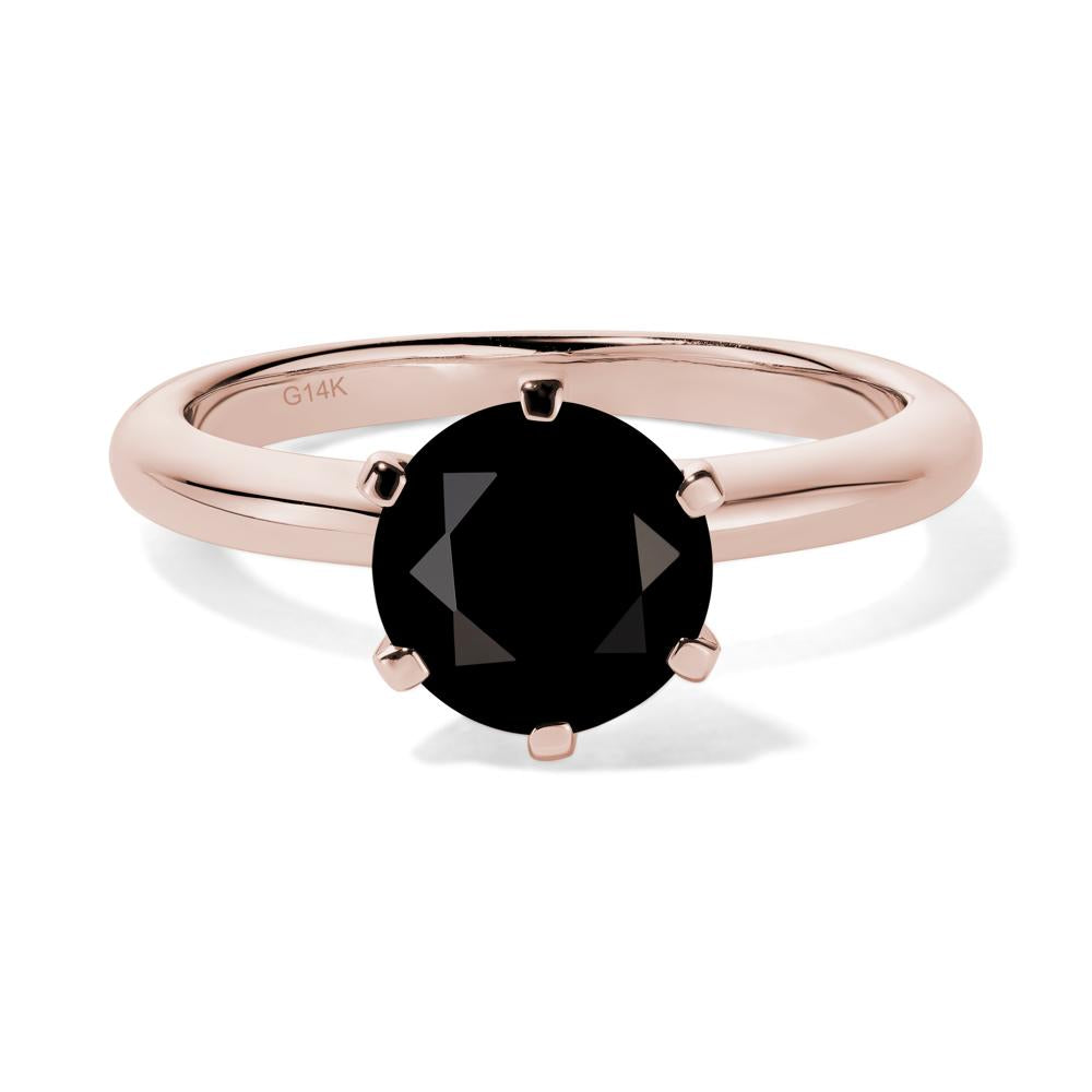 Black Stone Cathedral Engagement Ring - LUO Jewelry #metal_14k rose gold