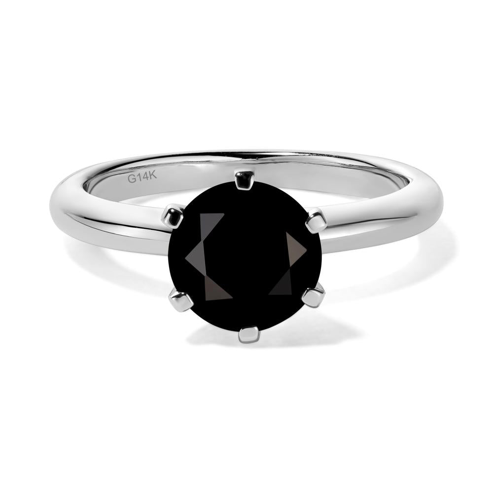 Black Stone Cathedral Engagement Ring - LUO Jewelry #metal_14k white gold
