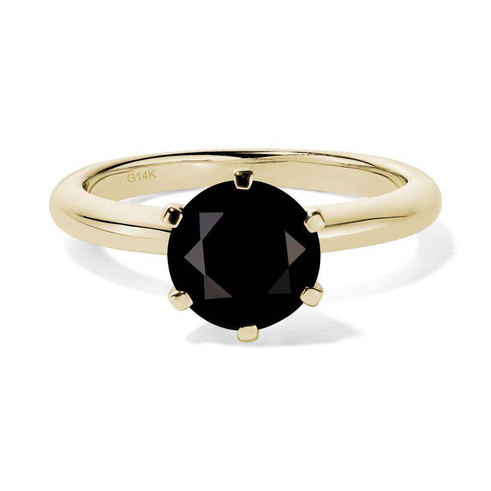 Black Stone Cathedral Engagement Ring - LUO Jewelry #metal_14k yellow gold