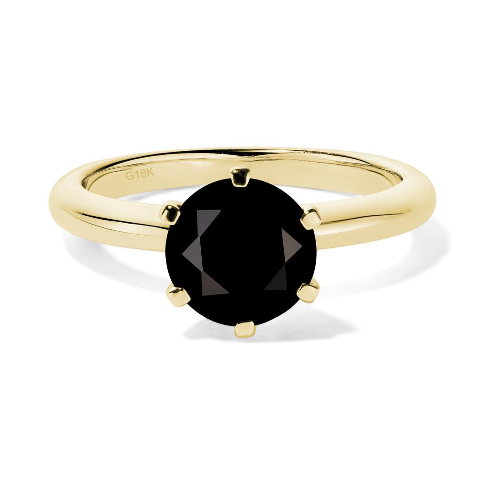 Black Stone Cathedral Engagement Ring - LUO Jewelry #metal_18k yellow gold