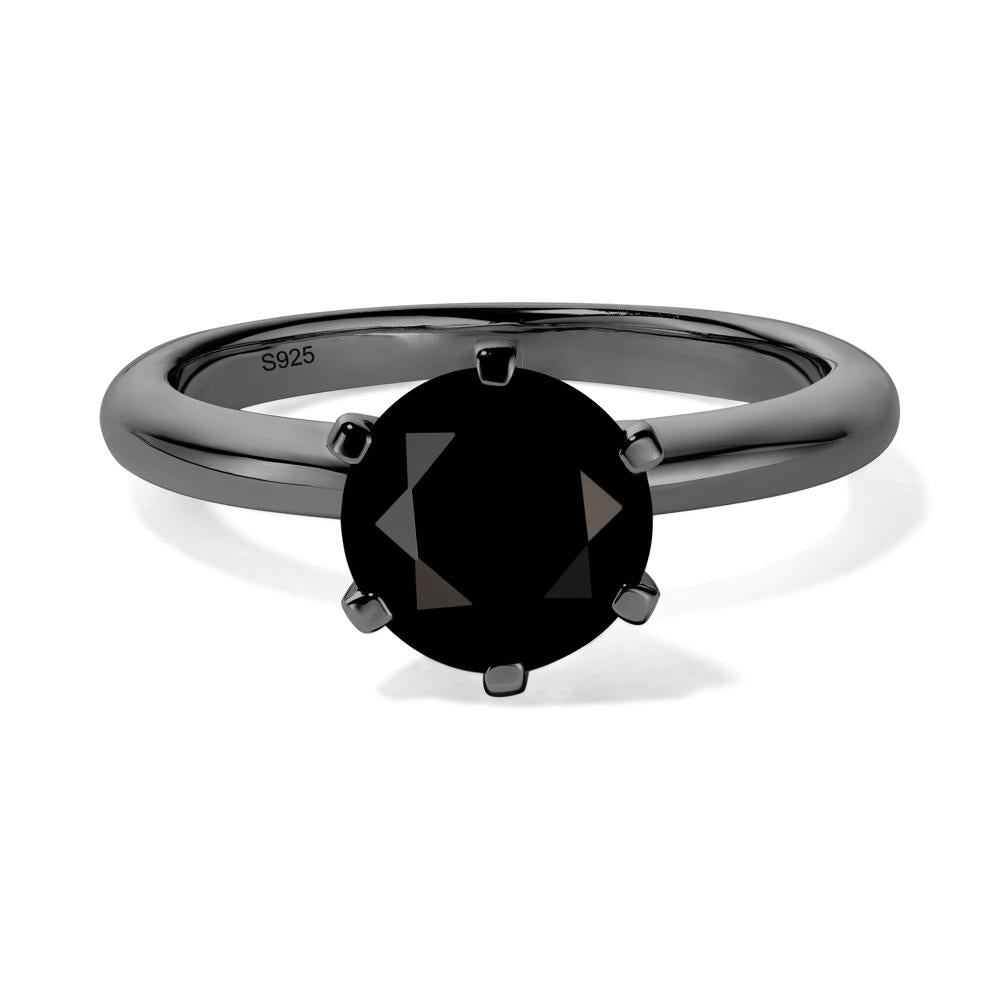 Black Stone Cathedral Engagement Ring - LUO Jewelry #metal_black finish sterling silver