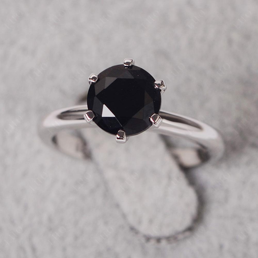 Black Stone Cathedral Engagement Ring - LUO Jewelry