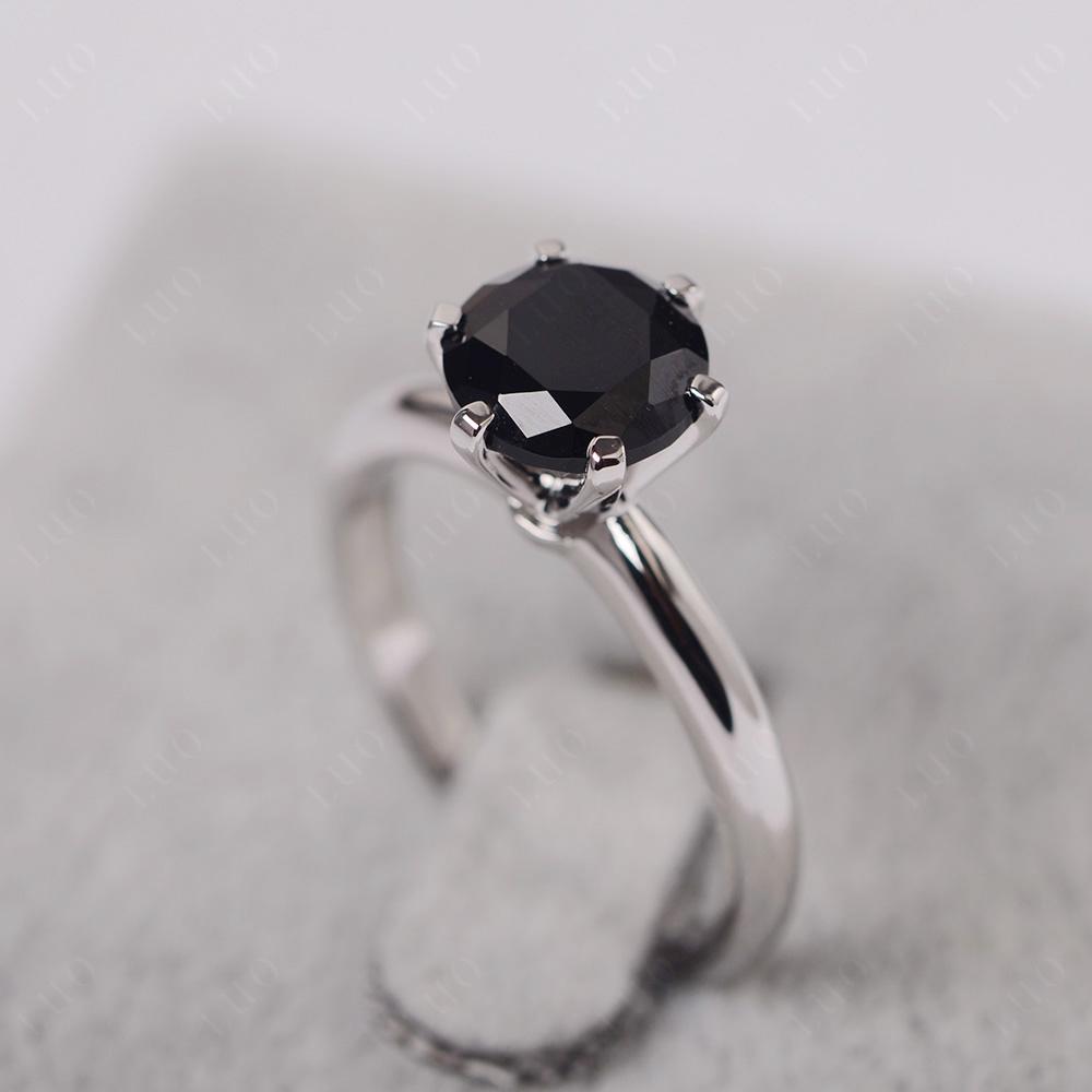 Black Stone Cathedral Engagement Ring - LUO Jewelry