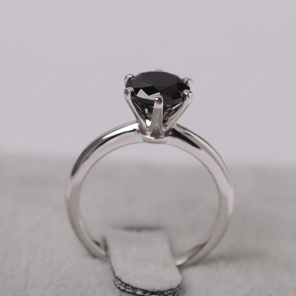 Black Stone Cathedral Engagement Ring - LUO Jewelry