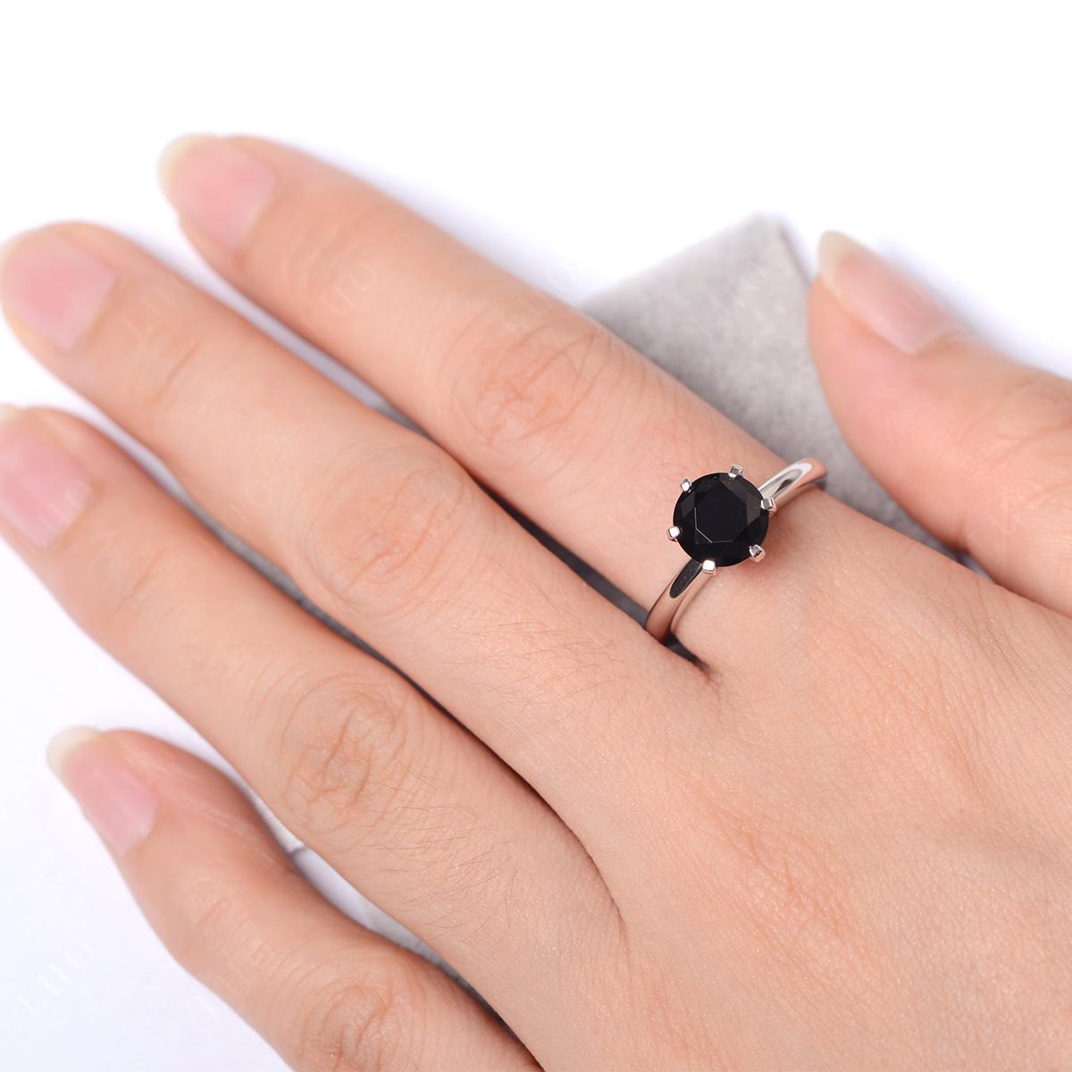 Black Stone Cathedral Engagement Ring - LUO Jewelry