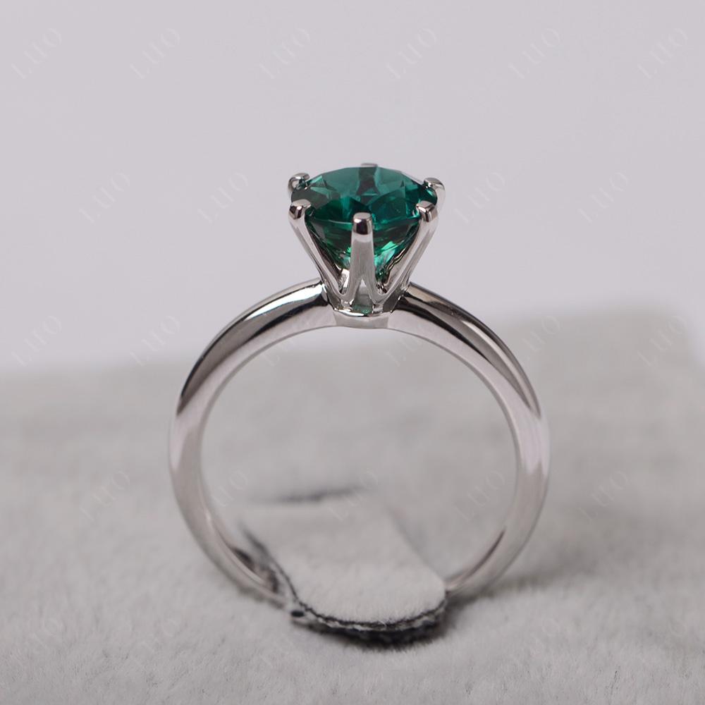 Lab Emerald 6 Prong Solitaire Engagement Ring - LUO Jewelry