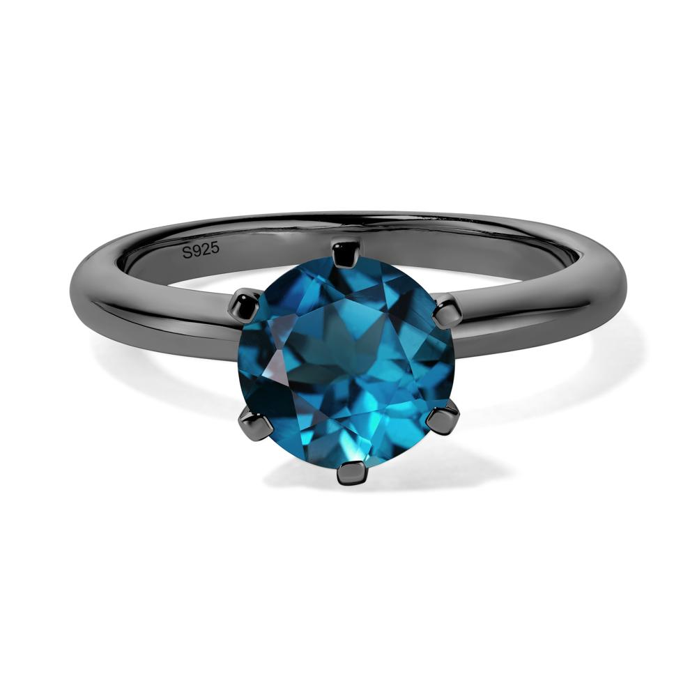 London Blue Topaz Cathedral Engagement Ring - LUO Jewelry #metal_black finish sterling silver