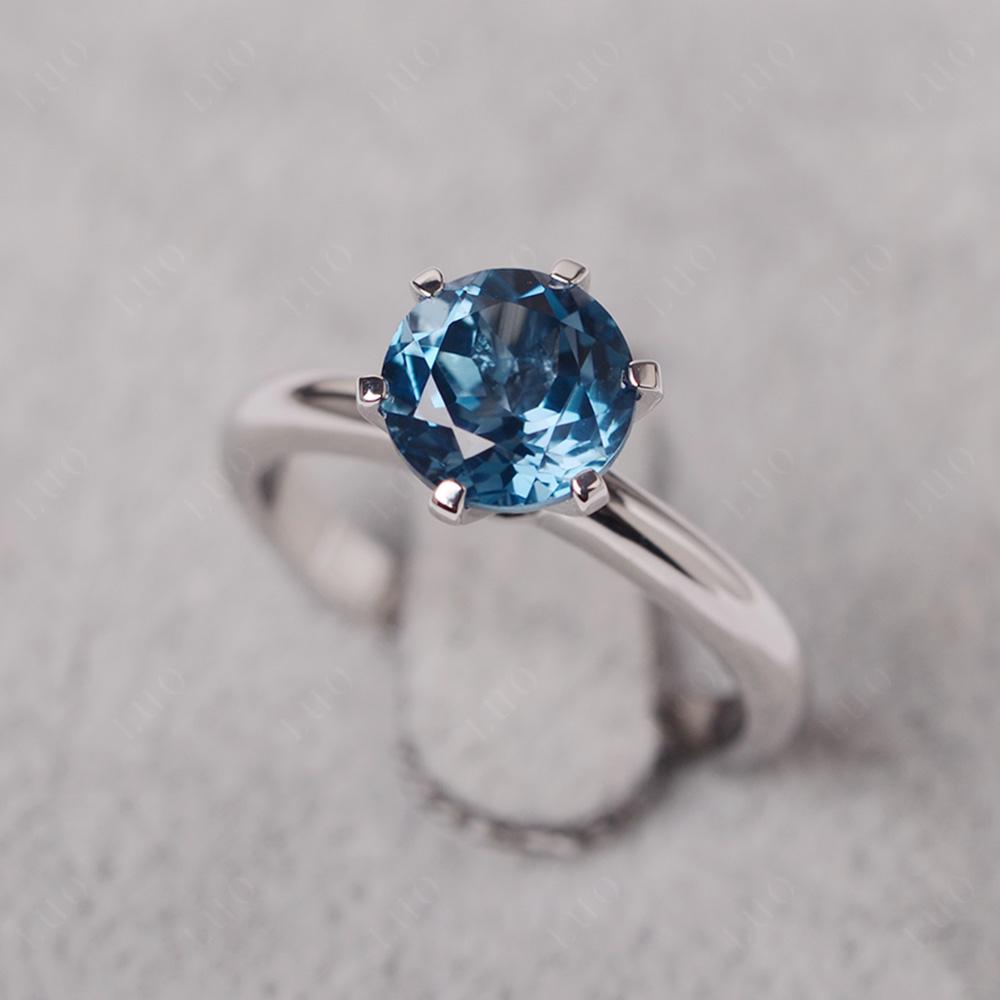 London Blue Topaz 6 Prong Solitaire Engagement Ring - LUO Jewelry