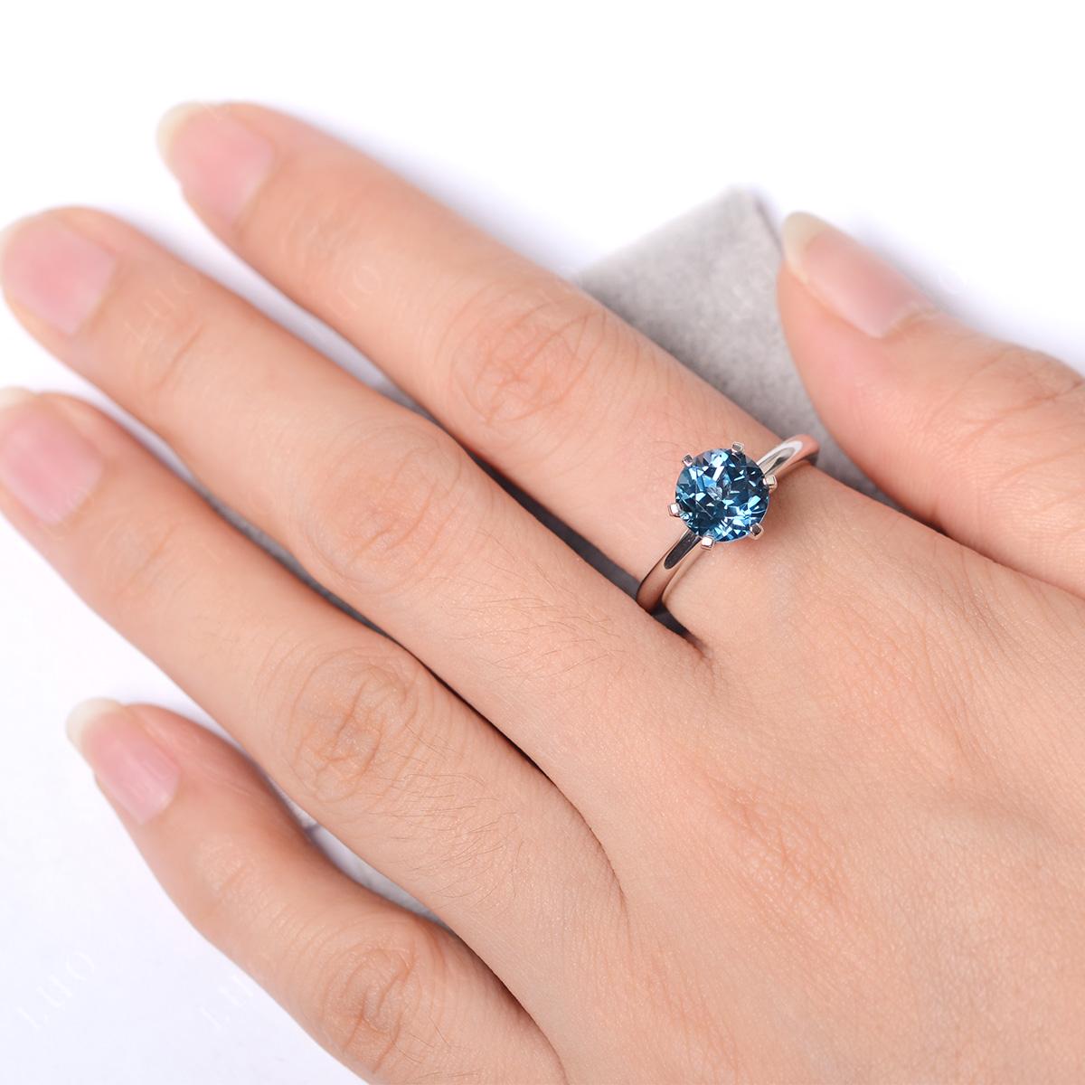 London Blue Topaz Cathedral Engagement Ring - LUO Jewelry