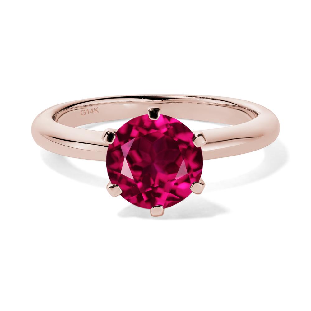Lab Ruby Cathedral Engagement Ring - LUO Jewelry #metal_14k rose gold