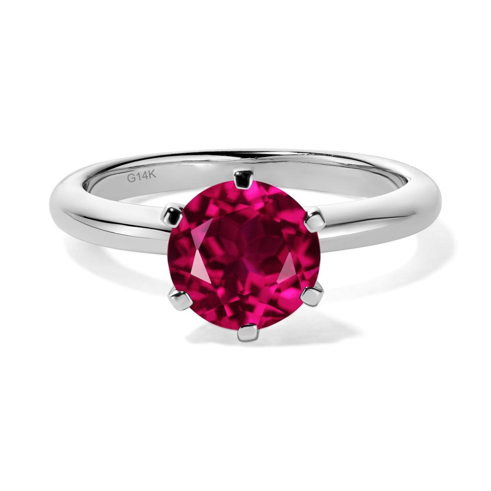 Lab Ruby Cathedral Engagement Ring - LUO Jewelry #metal_14k white gold