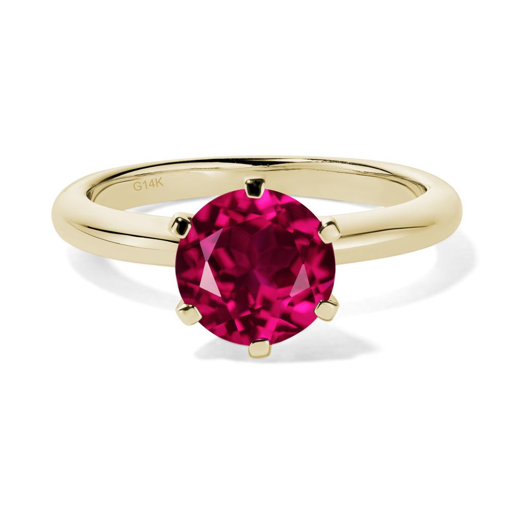 Lab Ruby Cathedral Engagement Ring - LUO Jewelry #metal_14k yellow gold