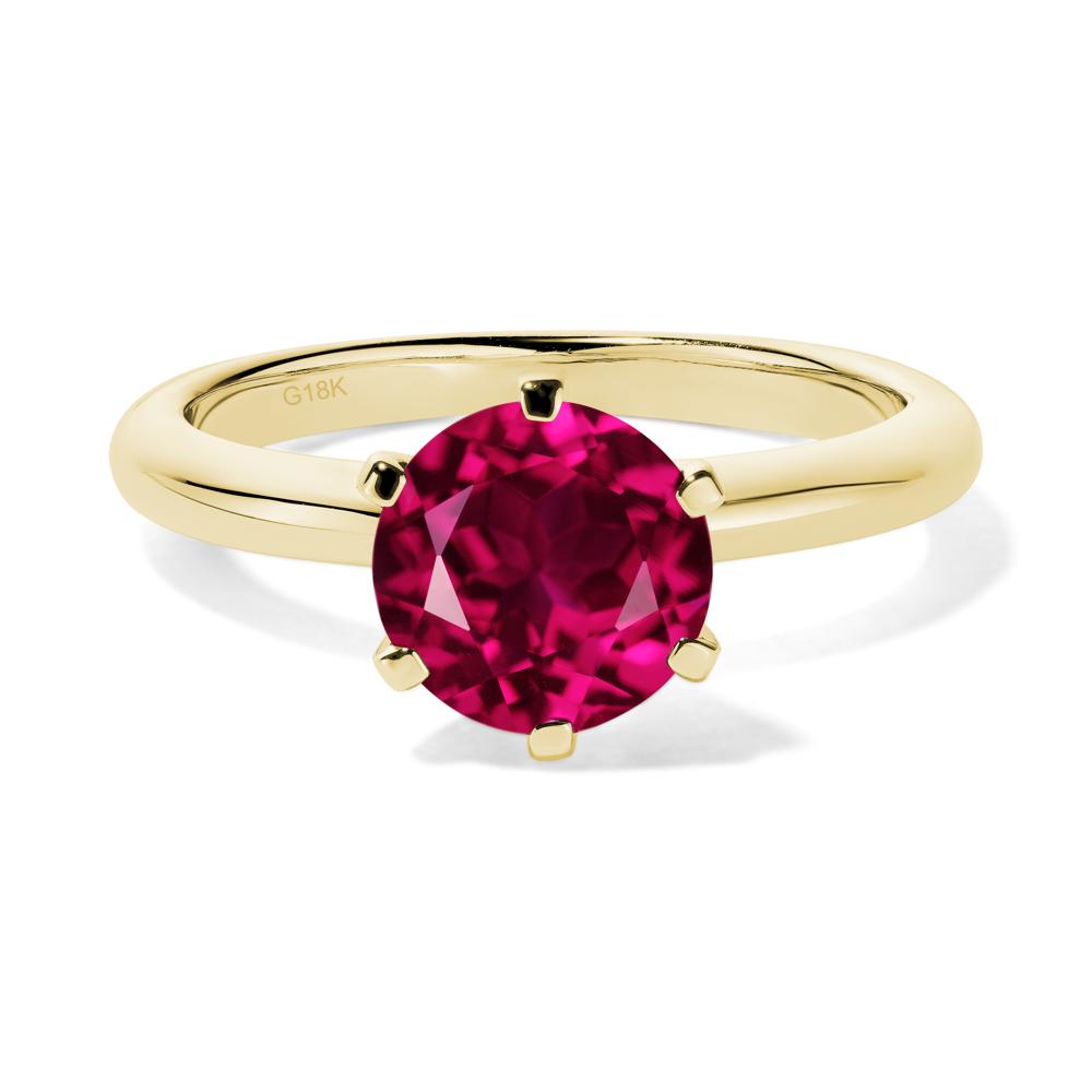 Lab Ruby Cathedral Engagement Ring - LUO Jewelry #metal_18k yellow gold