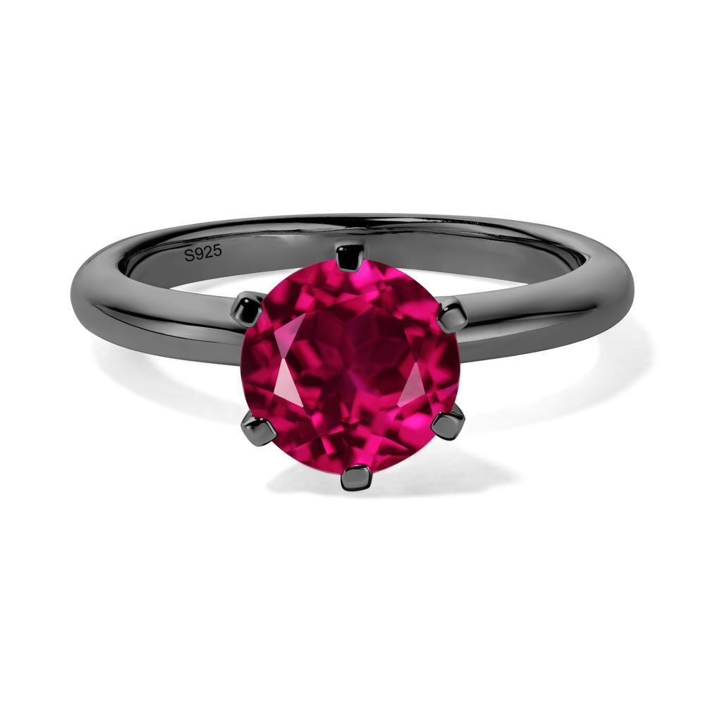 Lab Ruby Cathedral Engagement Ring - LUO Jewelry #metal_black finish sterling silver