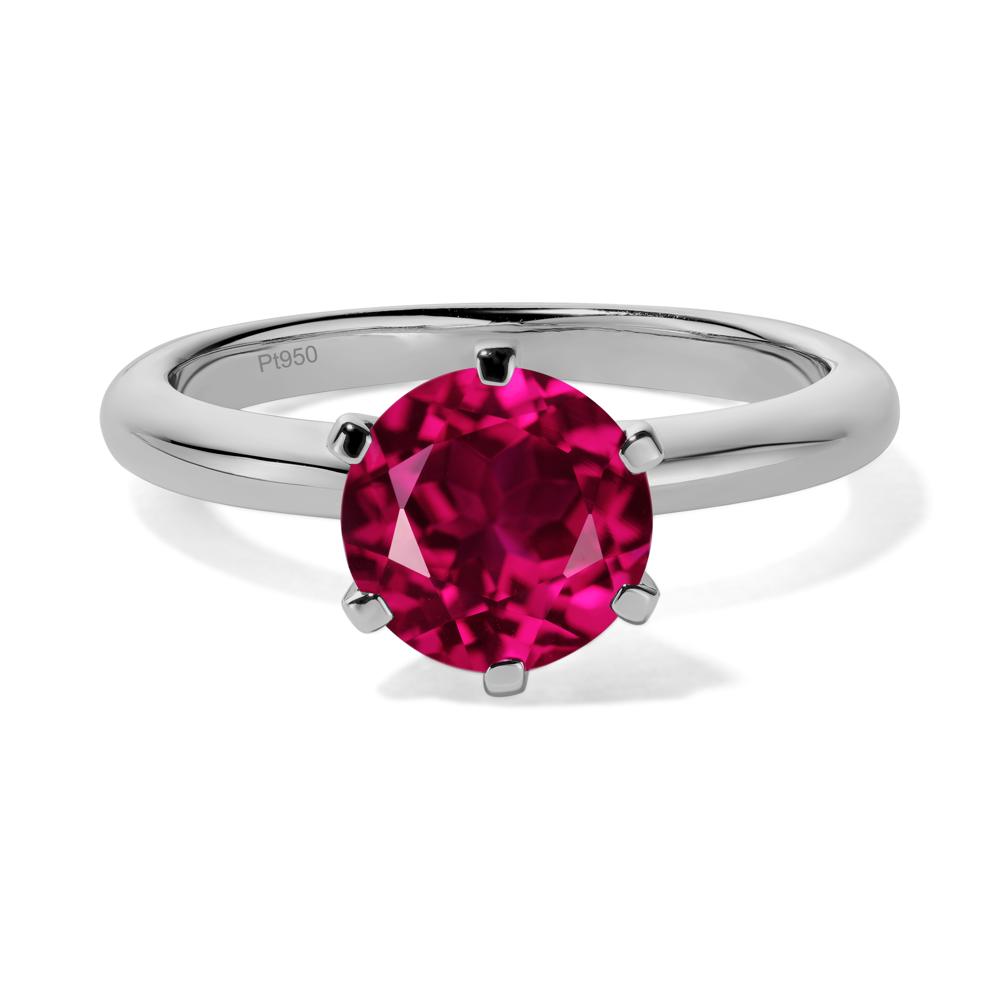 Lab Ruby Cathedral Engagement Ring - LUO Jewelry #metal_platinum