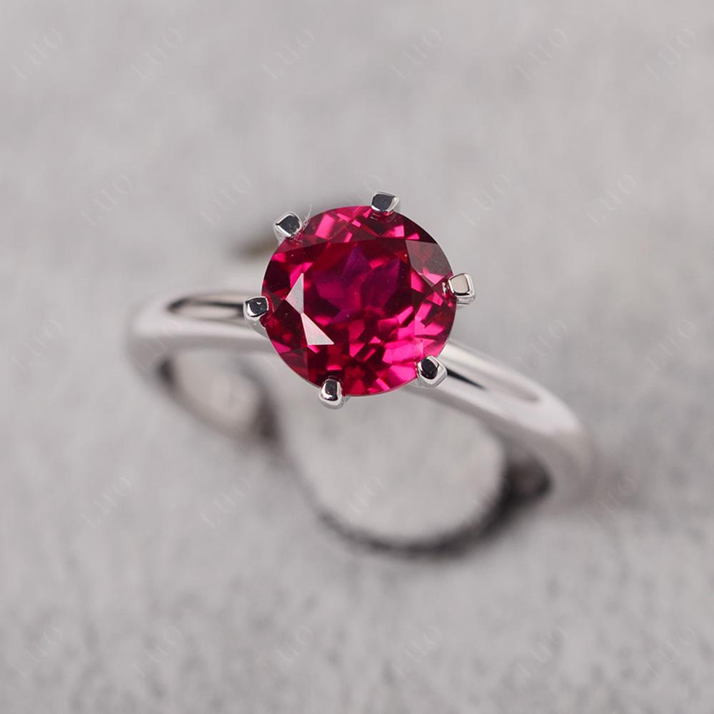 Lab Ruby Cathedral Engagement Ring - LUO Jewelry