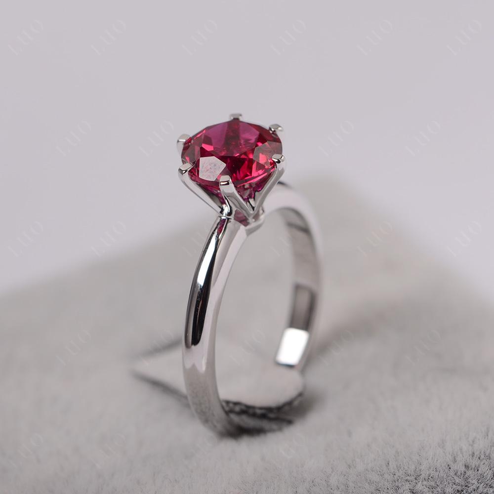 Lab Ruby Cathedral Engagement Ring - LUO Jewelry