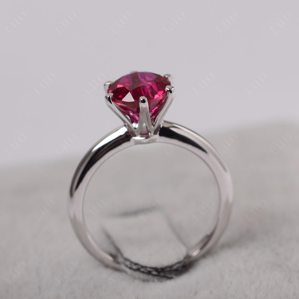 Lab Ruby Cathedral Engagement Ring - LUO Jewelry