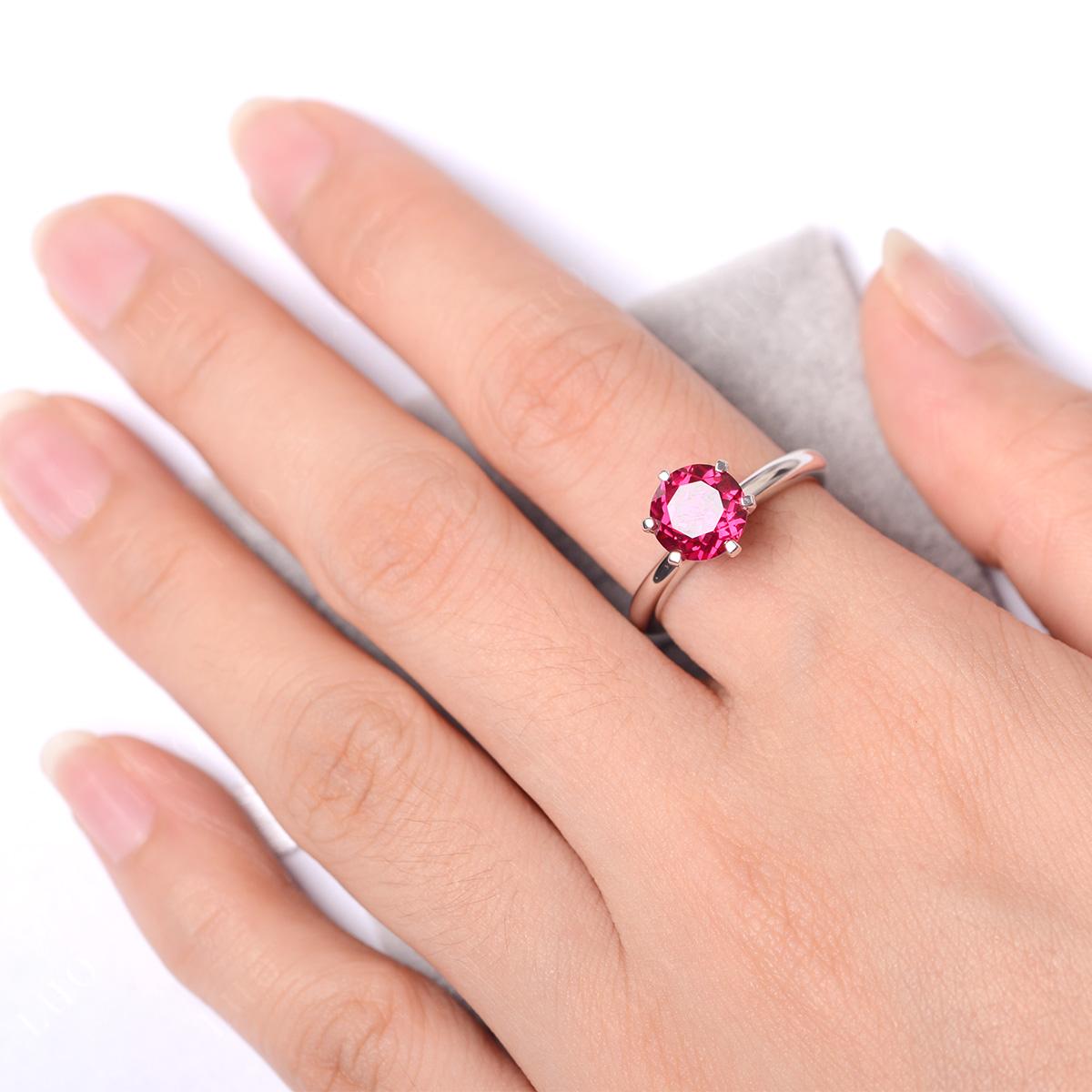 Lab Ruby Cathedral Engagement Ring - LUO Jewelry