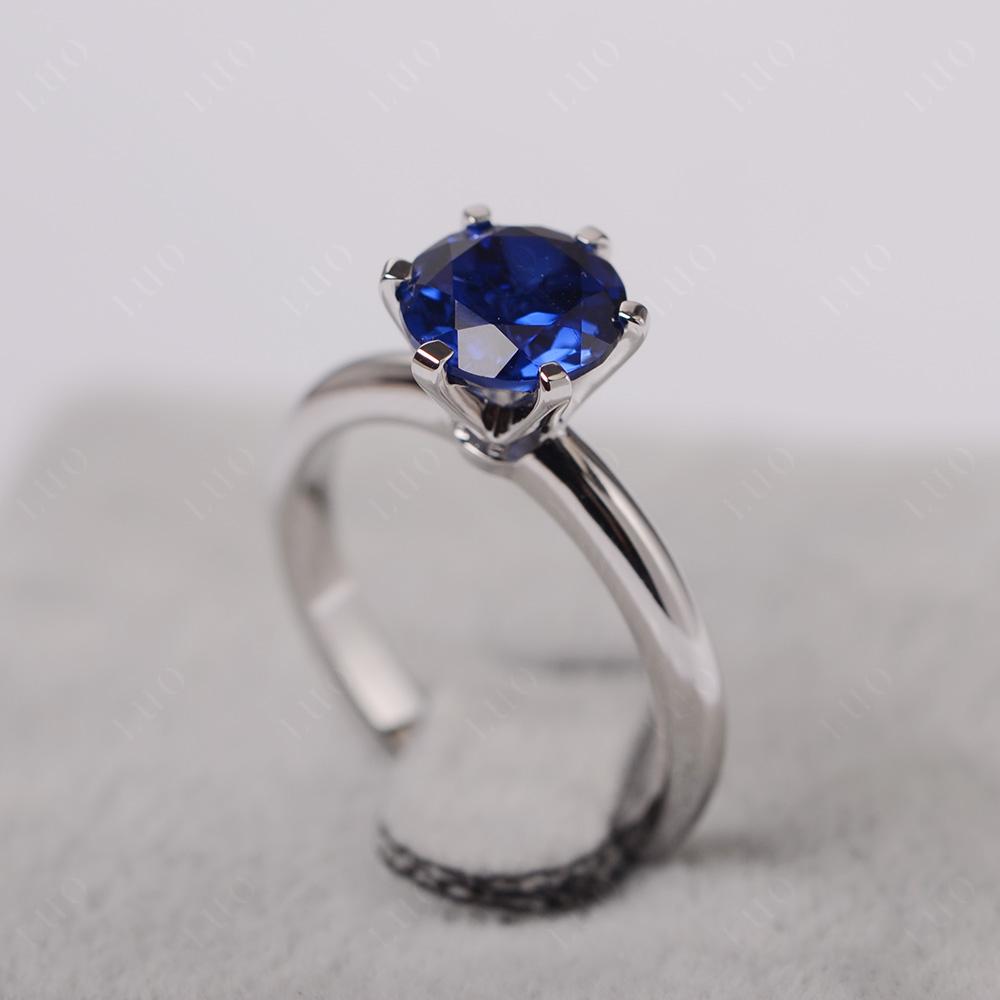 Lab Sapphire 6 Prong Solitaire Engagement Ring - LUO Jewelry