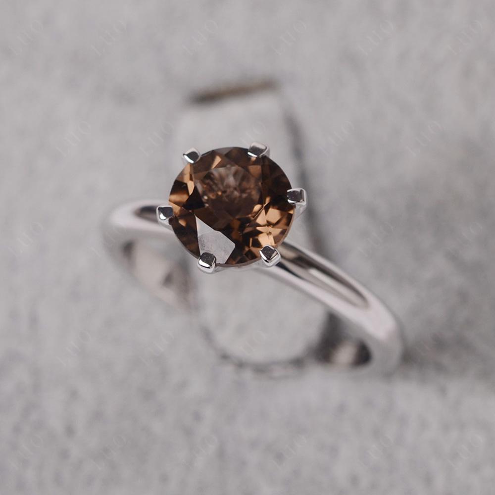 Smoky Quartz Cathedral Engagement Ring - LUO Jewelry