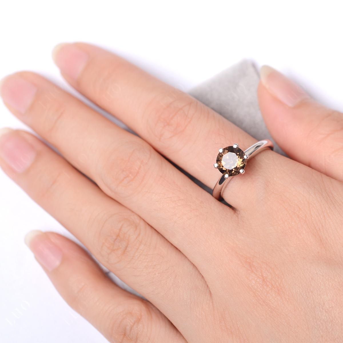 Smoky Quartz Cathedral Engagement Ring - LUO Jewelry