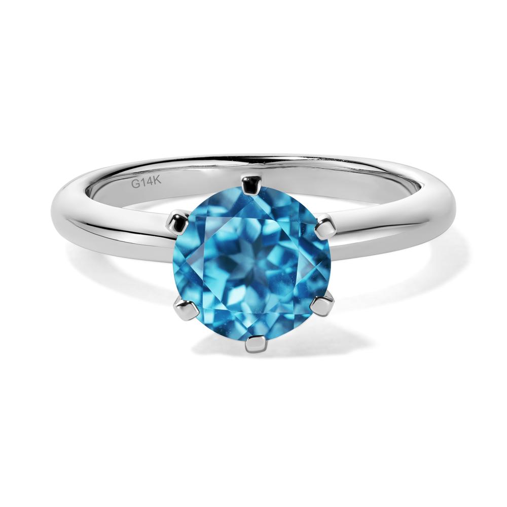 Swiss Blue Topaz Cathedral Engagement Ring - LUO Jewelry #metal_14k white gold