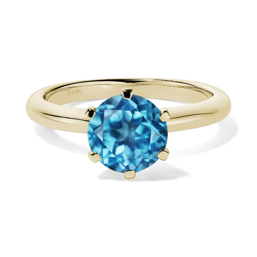 Swiss Blue Topaz Cathedral Engagement Ring - LUO Jewelry #metal_14k yellow gold