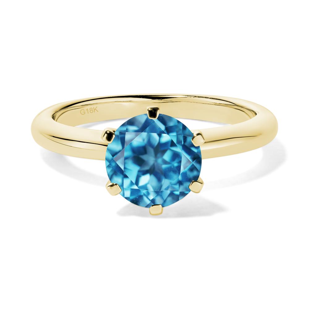 Swiss Blue Topaz Cathedral Engagement Ring - LUO Jewelry #metal_18k yellow gold