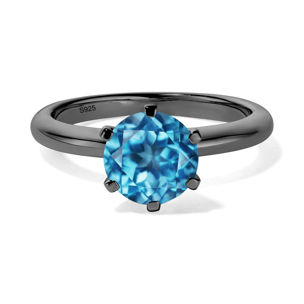 Swiss Blue Topaz Cathedral Engagement Ring - LUO Jewelry #metal_black finish sterling silver