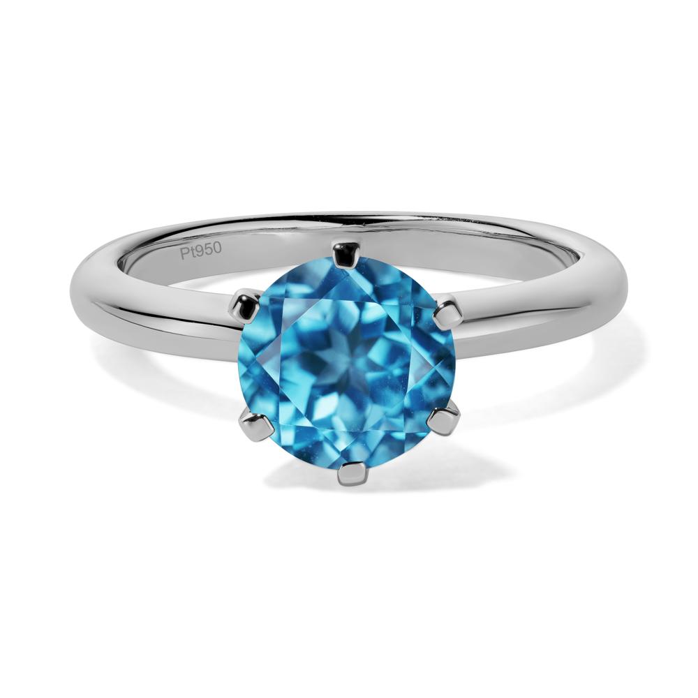 Swiss Blue Topaz Cathedral Engagement Ring - LUO Jewelry #metal_platinum